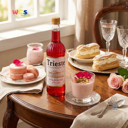 Trieste Wild Rose Flavour Syrup 650ml - Sirup Rose Premium Halal untuk Soda, Tea & Mocktail
