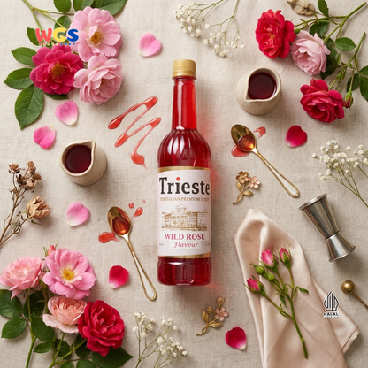 Trieste Wild Rose Flavour Syrup 650ml - Sirup Rose Premium Halal untuk Soda, Tea & Mocktail