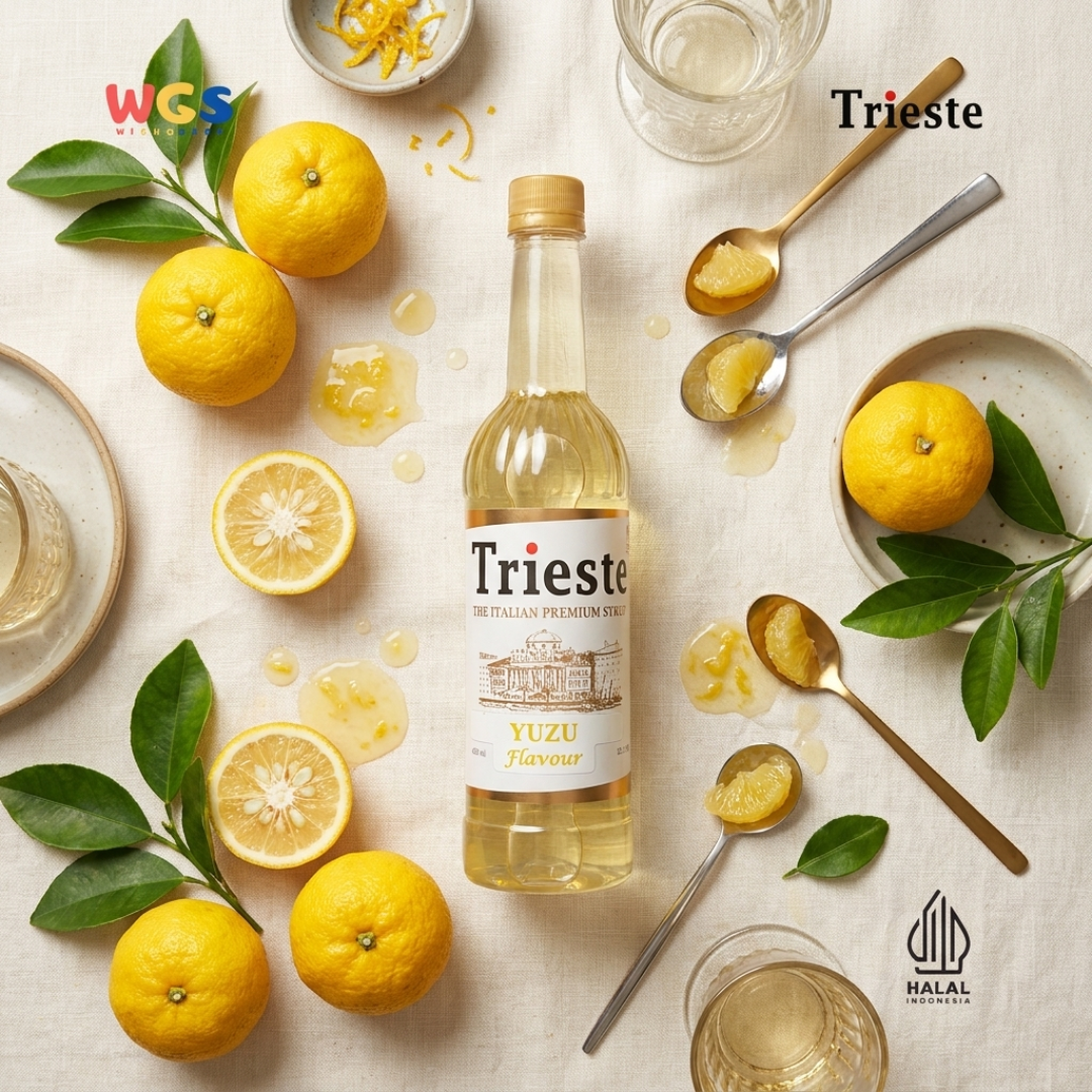 Trieste Yuzu Syrup Flavour 650ml - Sirup Yuzu Premium untuk Minuman, Soda, Mocktail dan Dessert