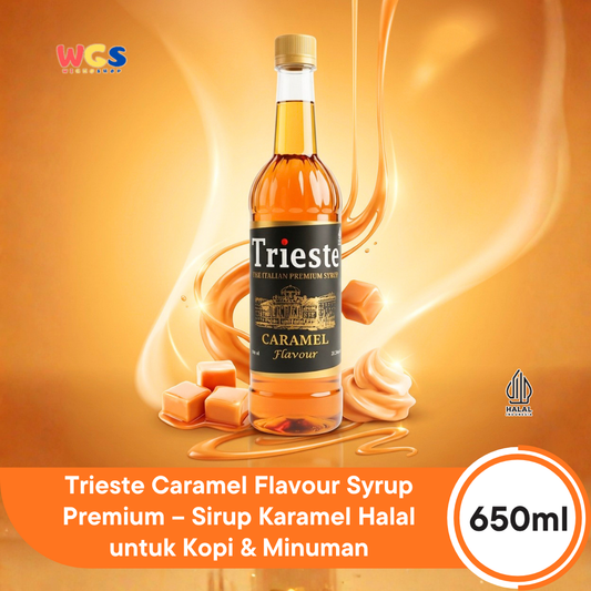 Trieste Caramel Syrup 650ml - Sirup Caramel Halal Premium untuk Kopi, Latte & Minuman