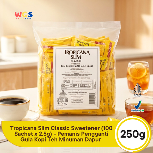 Tropicana Slim Classic Sweetener 250g (100 Sachet x 2.5g) - Pemanis Pengganti Gula Kopi Teh Minuman Dapur