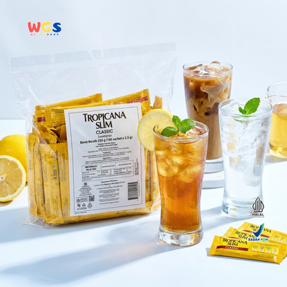 Tropicana Slim Classic Sweetener 250g (100 Sachet x 2.5g) - Pemanis Pengganti Gula Kopi Teh Minuman Dapur