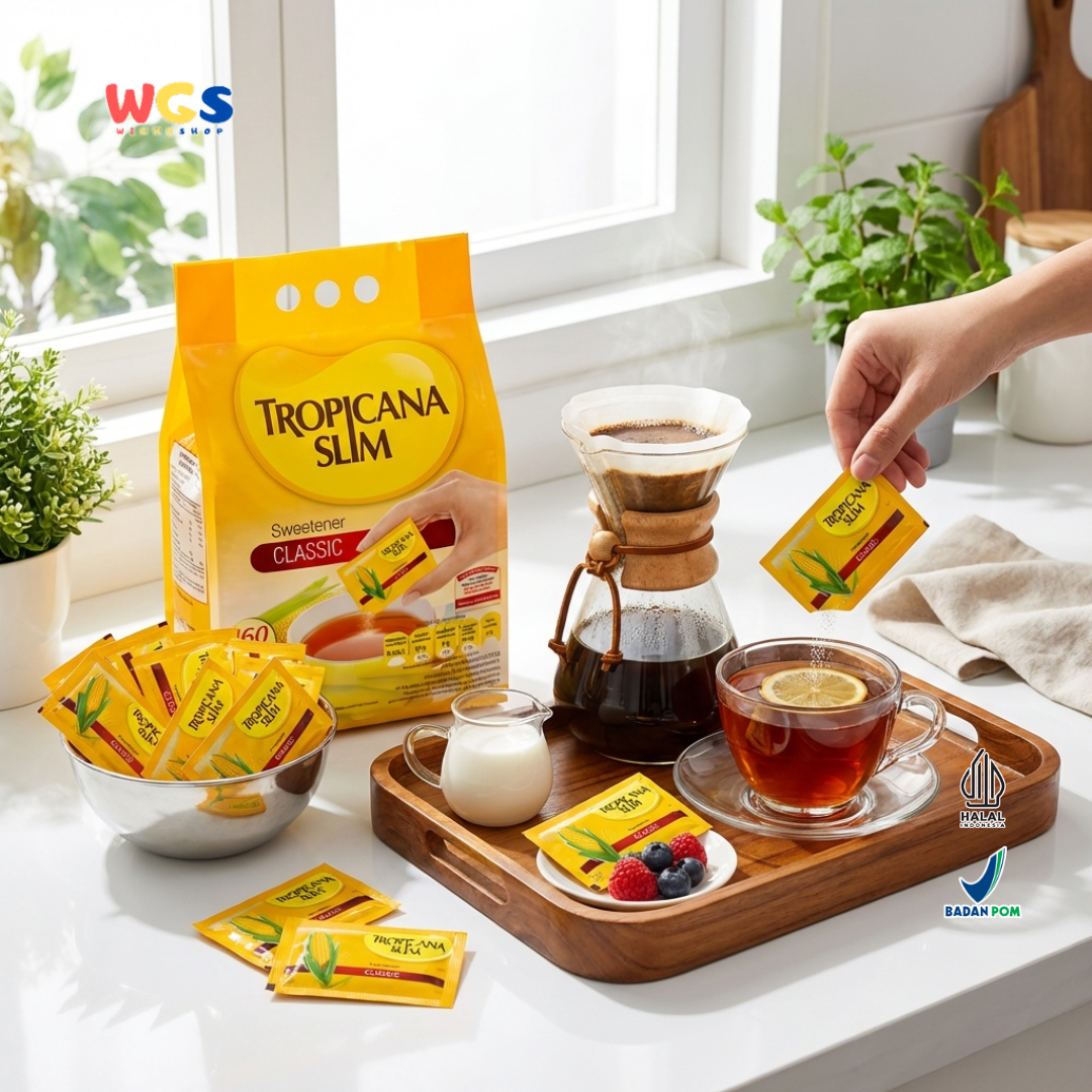 Tropicana Slim Sweetener Classic 400g (160 Sachet x 2.5g) - Pemanis Rendah Kalori Halal untuk Kopi, Teh & Minuman