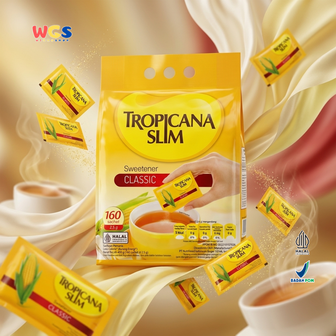Tropicana Slim Sweetener Classic 400g (160 Sachet x 2.5g) - Pemanis Rendah Kalori Halal untuk Kopi, Teh & Minuman