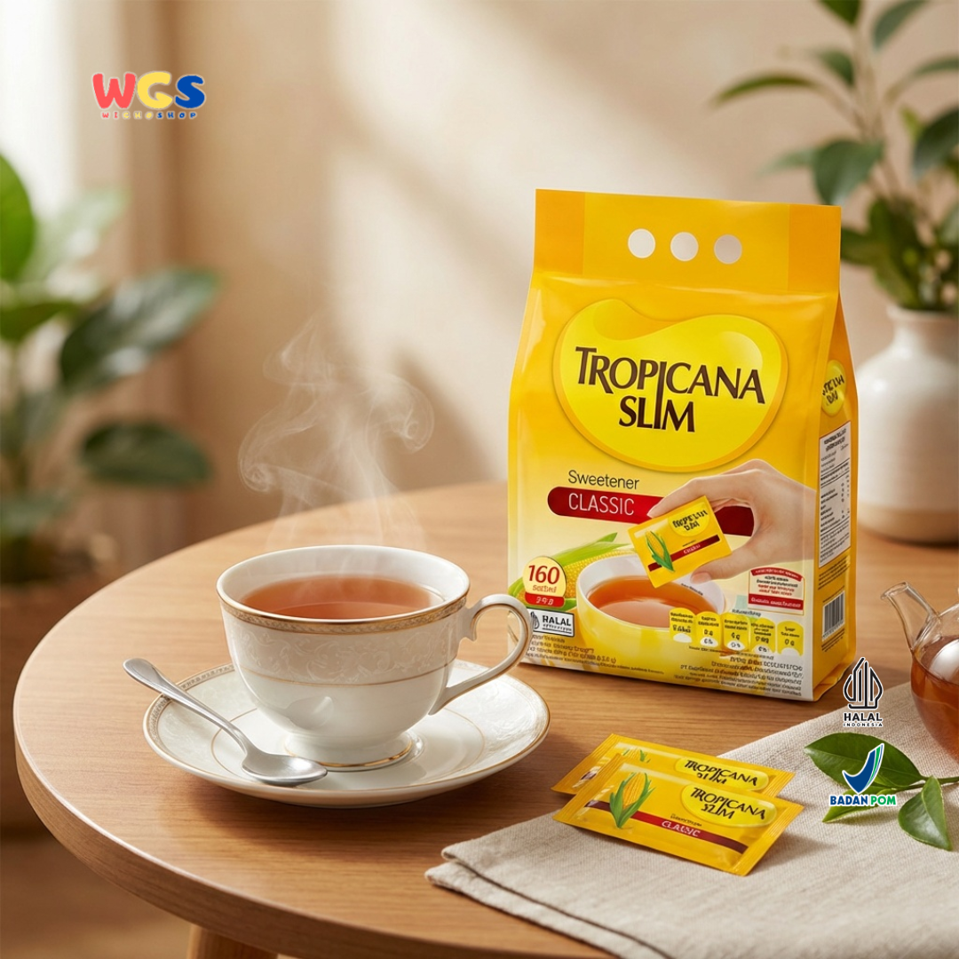 Tropicana Slim Sweetener Classic 400g (160 Sachet x 2.5g) - Pemanis Rendah Kalori Halal untuk Kopi, Teh & Minuman