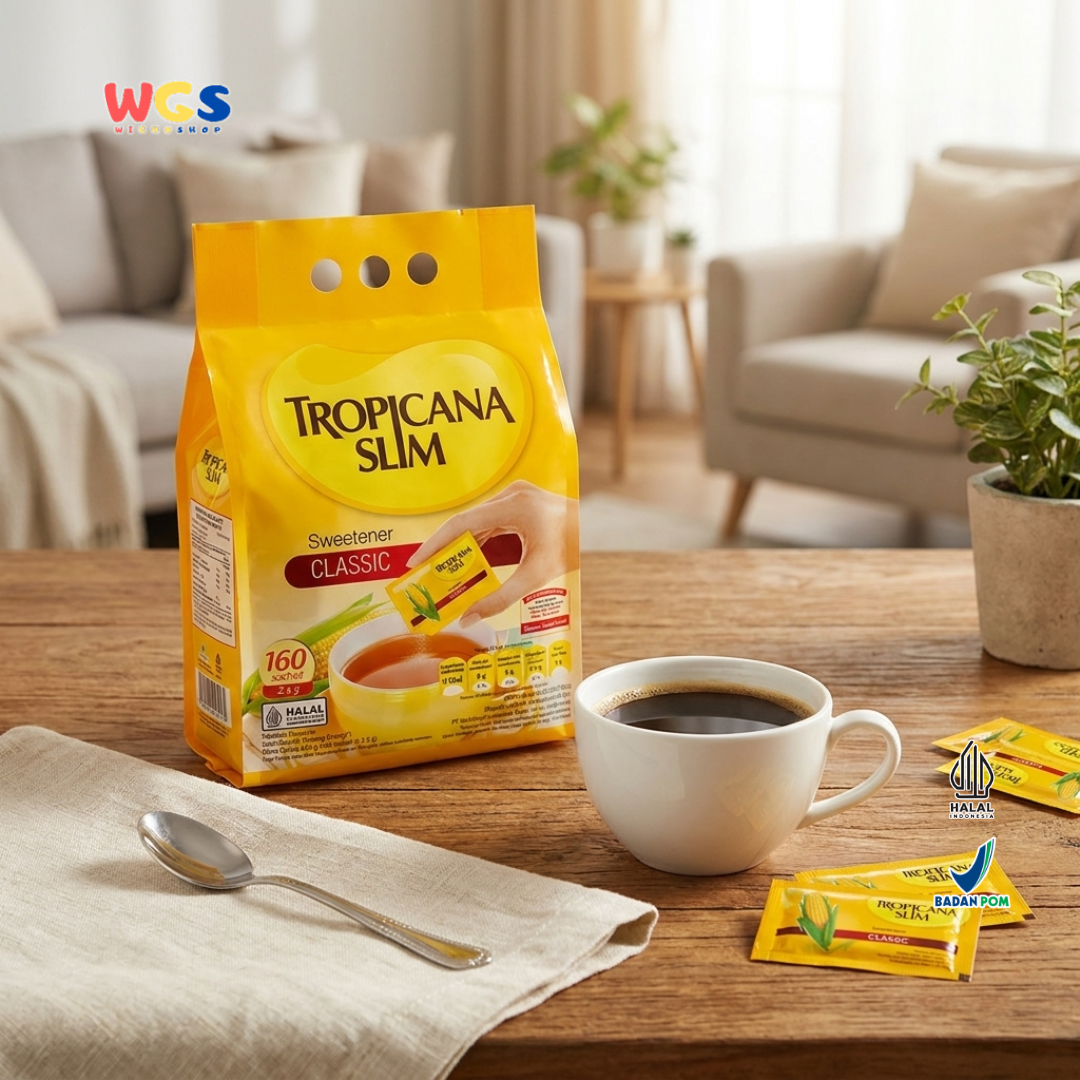 Tropicana Slim Sweetener Classic 400g (160 Sachet x 2.5g) - Pemanis Rendah Kalori Halal untuk Kopi, Teh & Minuman