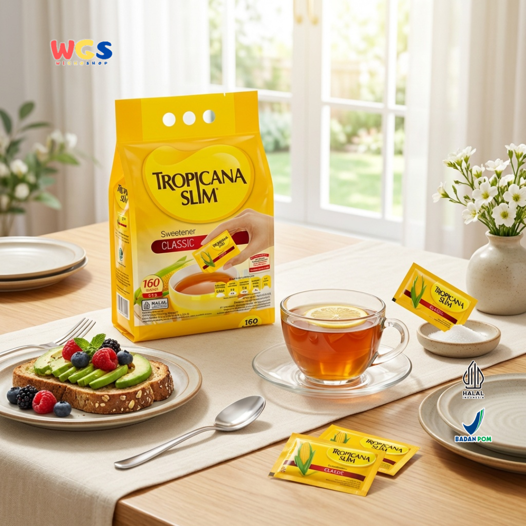 Tropicana Slim Sweetener Classic 400g (160 Sachet x 2.5g) - Pemanis Rendah Kalori Halal untuk Kopi, Teh & Minuman