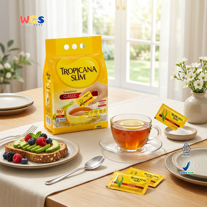 Tropicana Slim Sweetener Classic 400g (160 Sachet x 2.5g) - Pemanis Rendah Kalori Halal untuk Kopi, Teh & Minuman