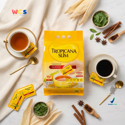 Tropicana Slim Sweetener Classic 400g (160 Sachet x 2.5g) - Pemanis Rendah Kalori Halal untuk Kopi, Teh & Minuman