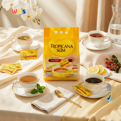 Tropicana Slim Sweetener Classic 400g (160 Sachet x 2.5g) - Pemanis Rendah Kalori Halal untuk Kopi, Teh & Minuman