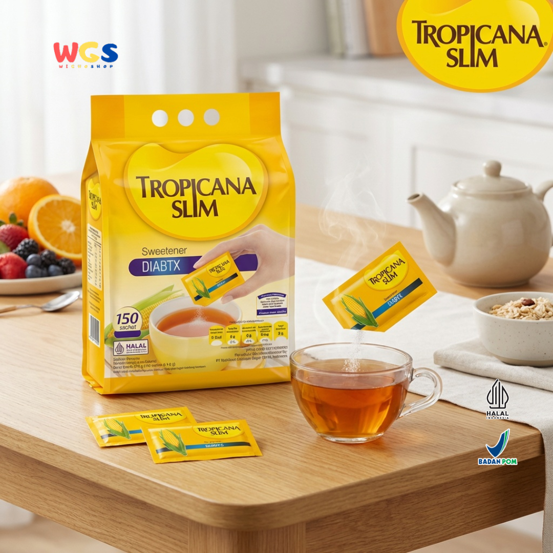 Tropicana Slim Sweetener DIABTX 270g (150 Sachet x 1.8g) - Pemanis Rendah Kalori Halal untuk Kopi, Teh & Minuman