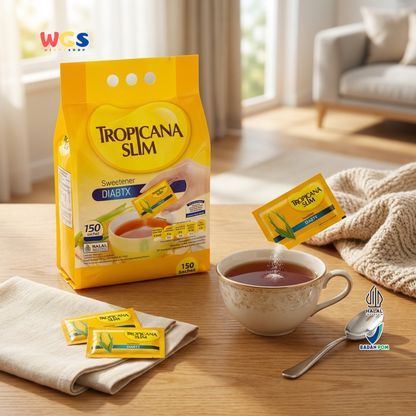 Tropicana Slim Sweetener DIABTX 270g (150 Sachet x 1.8g) - Pemanis Rendah Kalori Halal untuk Kopi, Teh & Minuman