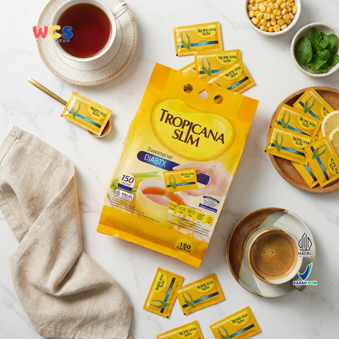 Tropicana Slim Sweetener DIABTX 270g (150 Sachet x 1.8g) - Pemanis Rendah Kalori Halal untuk Kopi, Teh & Minuman