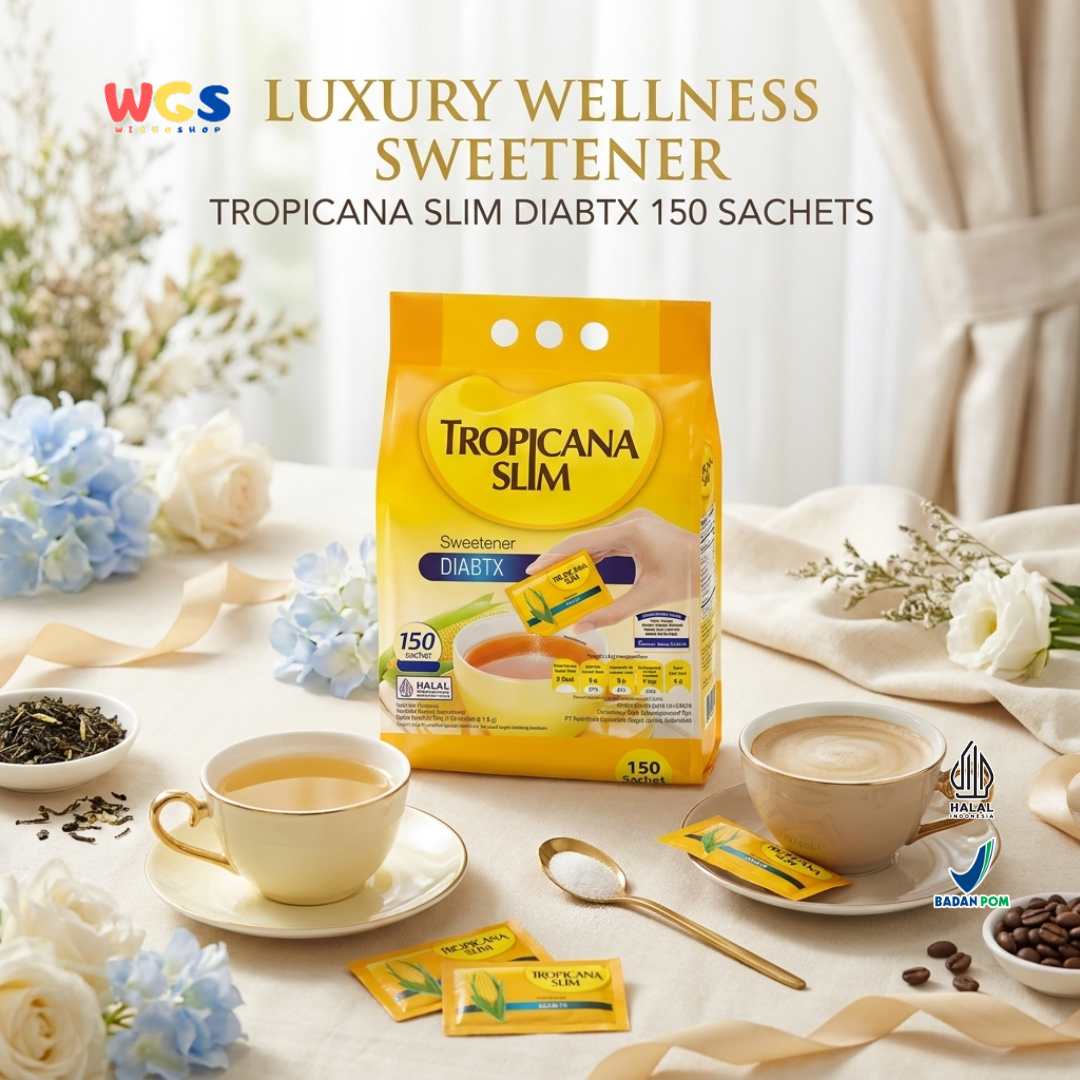 Tropicana Slim Sweetener DIABTX 270g (150 Sachet x 1.8g) - Pemanis Rendah Kalori Halal untuk Kopi, Teh & Minuman