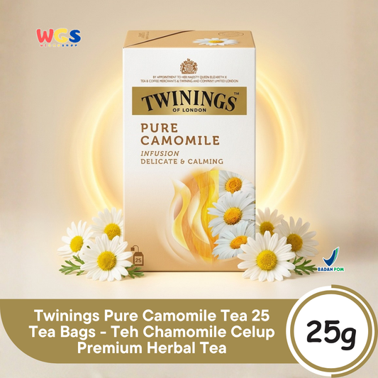 TWININGS Pure Camomile Tea Bag 25s (25g) – Pure, Soothing and Aromatic Chamomile Tea