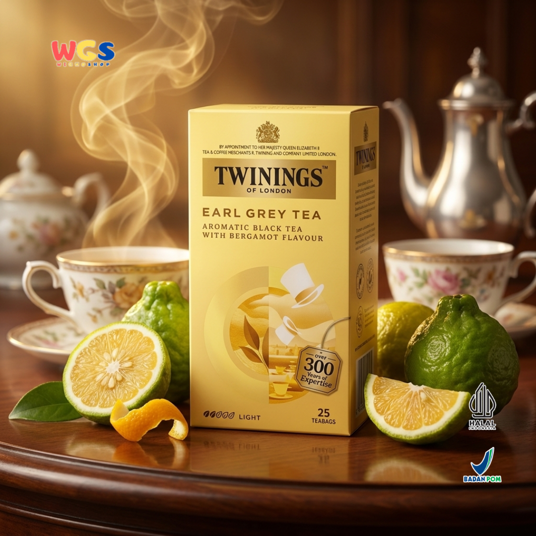 Twinings of London Earl Grey Tea 50g (25 Tea Bags x 2g) - Teh Hitam Bergamot Premium