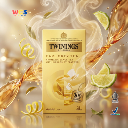 Twinings of London Earl Grey Tea 50g (25 Tea Bags x 2g) - Teh Hitam Bergamot Premium