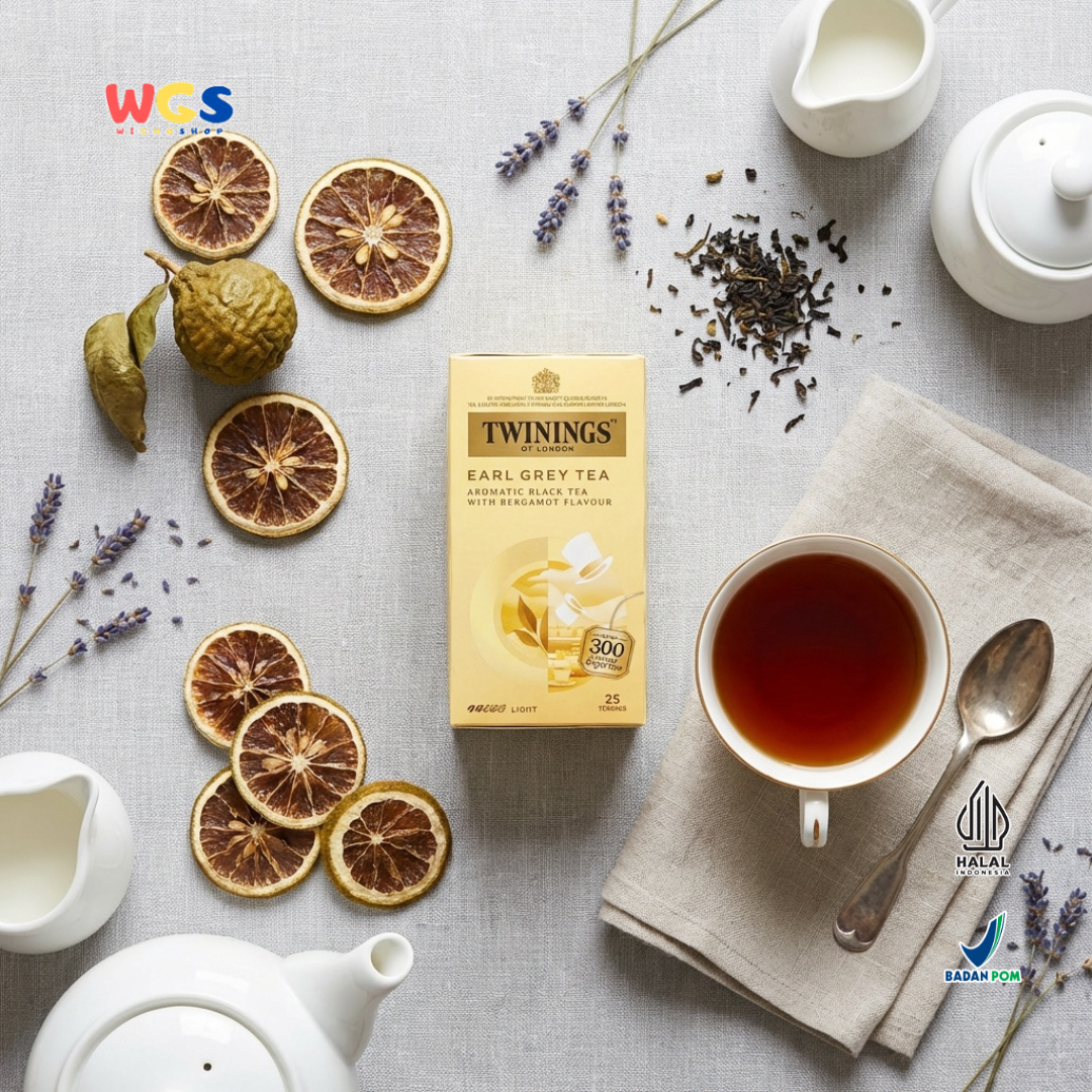 Twinings of London Earl Grey Tea 50g (25 Tea Bags x 2g) - Teh Hitam Bergamot Premium