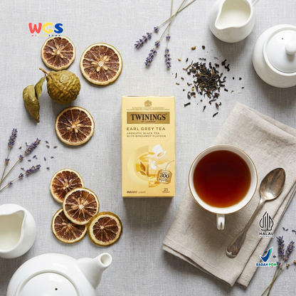Twinings of London Earl Grey Tea 50g (25 Tea Bags x 2g) - Teh Hitam Bergamot Premium
