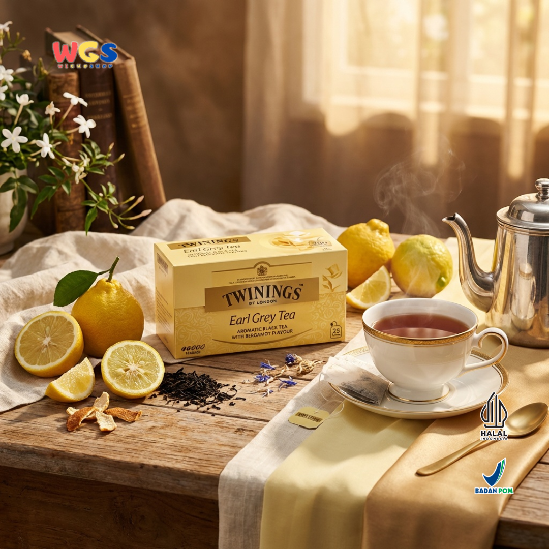 Twinings of London Earl Grey Tea 50g (25 Tea Bags x 2g) - Teh Hitam Bergamot Premium