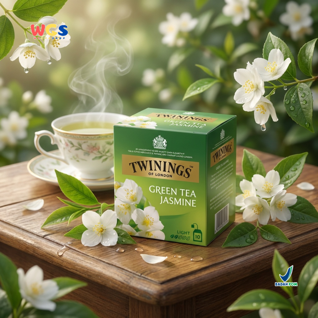 Twinings of London Green Tea Jasmine 18g (10 x 1.8g) - Jasmine Green Tea, a refreshing and soothing drink with a jasmine aroma
