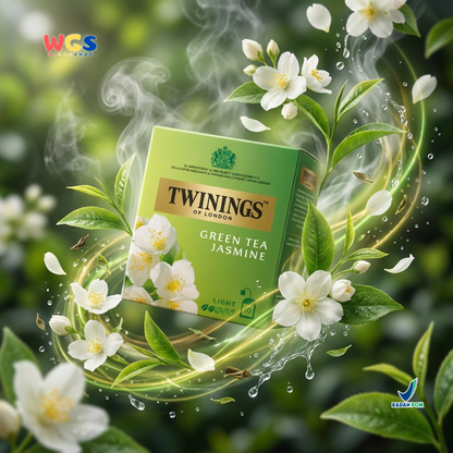 Twinings of London Green Tea Jasmine 18g (10 x 1.8g) - Jasmine Green Tea, a refreshing and soothing drink with a jasmine aroma