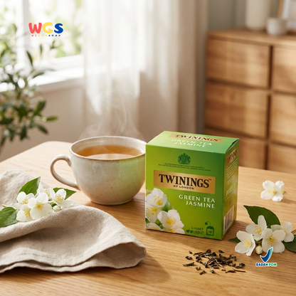 Twinings of London Green Tea Jasmine 18g (10 x 1.8g) - Jasmine Green Tea, a refreshing and soothing drink with a jasmine aroma