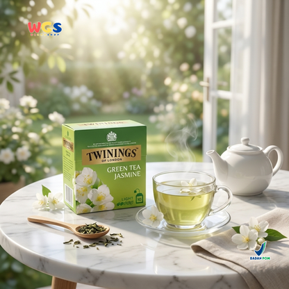 Twinings of London Green Tea Jasmine 18g (10 x 1.8g) - Jasmine Green Tea, a refreshing and soothing drink with a jasmine aroma