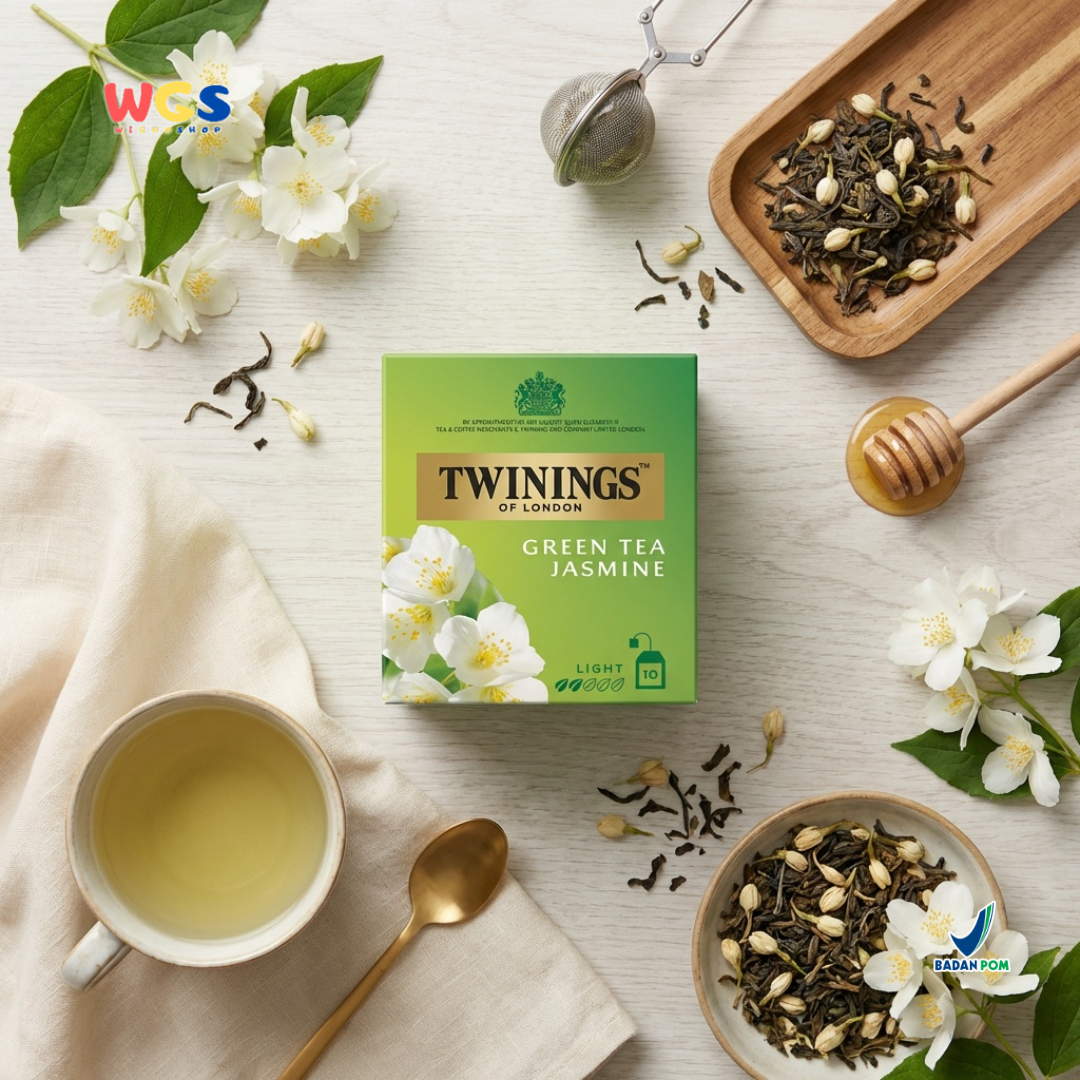 Twinings of London Green Tea Jasmine 18g (10 x 1.8g) - Jasmine Green Tea, a refreshing and soothing drink with a jasmine aroma