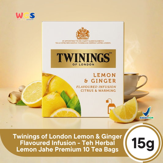 Twinings of London Lemon & Ginger Flavoured Infusion 15g - Teh Herbal Lemon Jahe Premium 10 Tea Bags