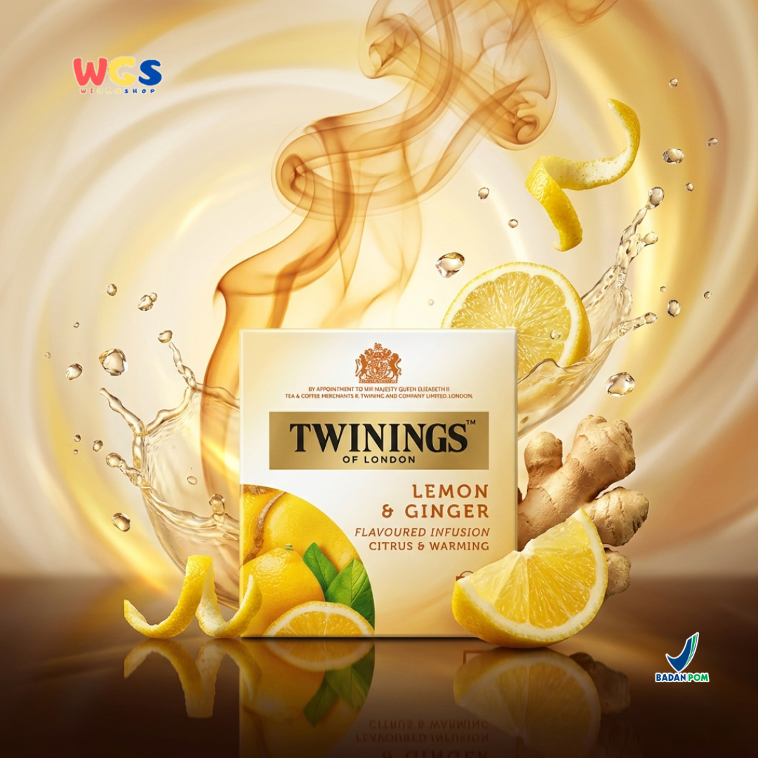 Twinings of London Lemon &amp; Ginger Flavored Infusion Citrus &amp; Warming Tea Bag 15g (10 x 1.5g) - Warming Tea with Lemon and Ginger Flavor
