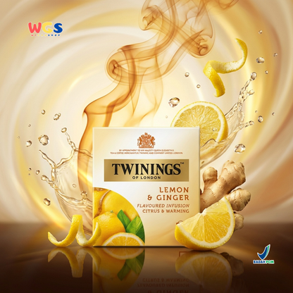 Twinings of London Lemon &amp; Ginger Flavored Infusion Citrus &amp; Warming Tea Bag 15g (10 x 1.5g) - Warming Tea with Lemon and Ginger Flavor