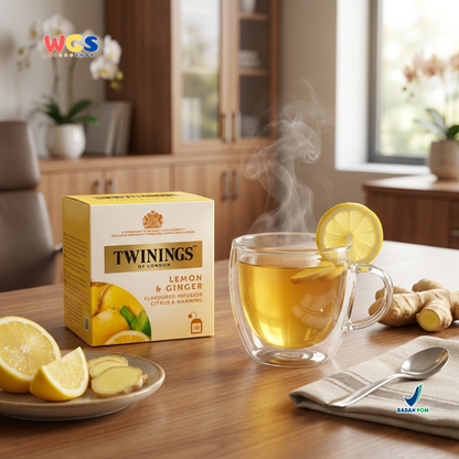 Twinings of London Lemon &amp; Ginger Flavored Infusion Citrus &amp; Warming Tea Bag 15g (10 x 1.5g) - Warming Tea with Lemon and Ginger Flavor