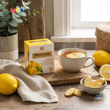 Twinings of London Lemon &amp; Ginger Flavored Infusion Citrus &amp; Warming Tea Bag 15g (10 x 1.5g) - Warming Tea with Lemon and Ginger Flavor