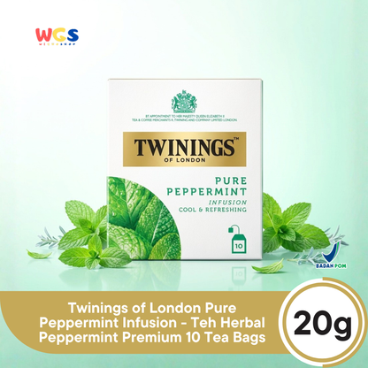 Twinings of London Pure Peppermint Infusion Tea Bag 20g (10 x 2g) - Refreshing and Soothing