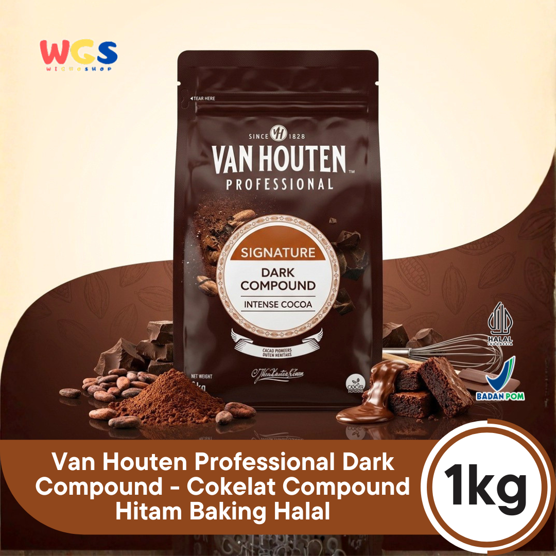 Van Houten Professional Dark Compound 1kg - Cokelat Compound Hitam Baking Halal