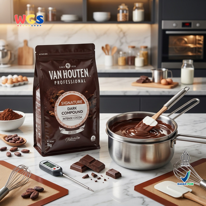 Van Houten Professional Dark Compound 1kg - Cokelat Compound Hitam Baking Halal