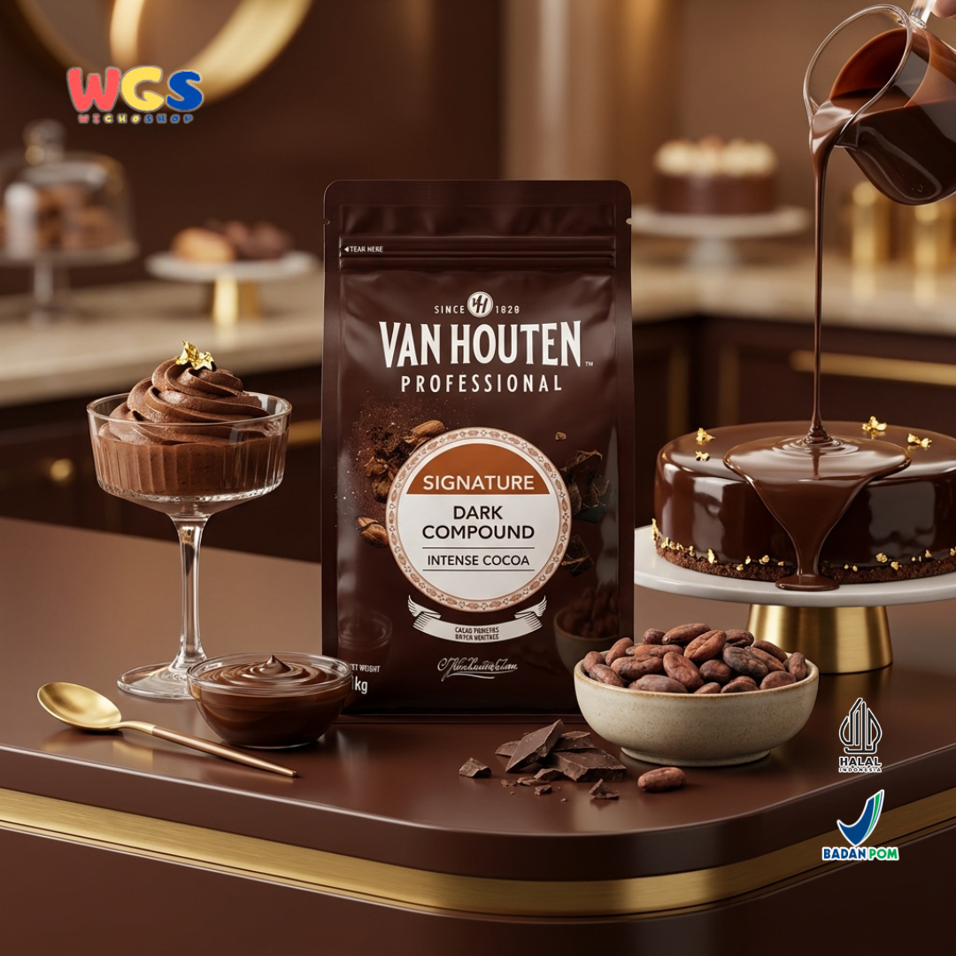 Van Houten Professional Dark Compound 1kg - Cokelat Compound Hitam Baking Halal