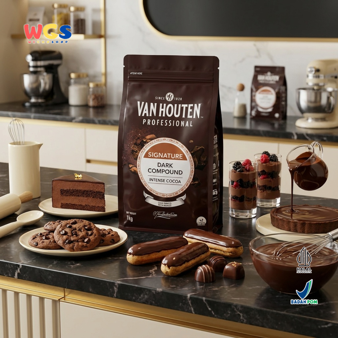 Van Houten Professional Dark Compound 1kg - Cokelat Compound Hitam Baking Halal