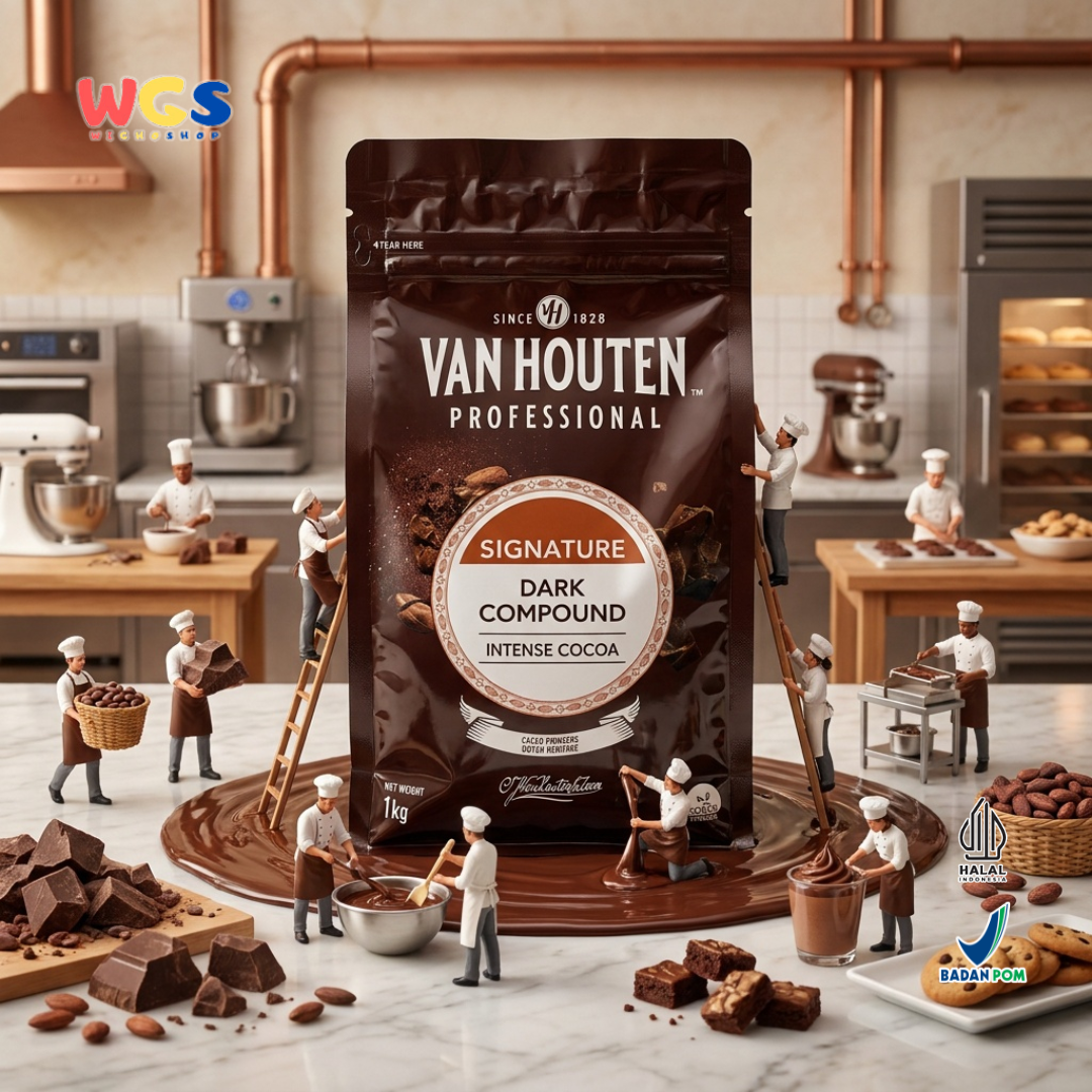 Van Houten Professional Dark Compound 1kg - Cokelat Compound Hitam Baking Halal