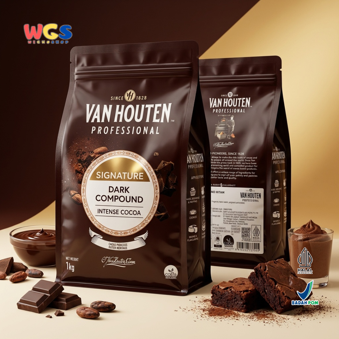 Van Houten Professional Dark Compound 1kg - Cokelat Compound Hitam Baking Halal