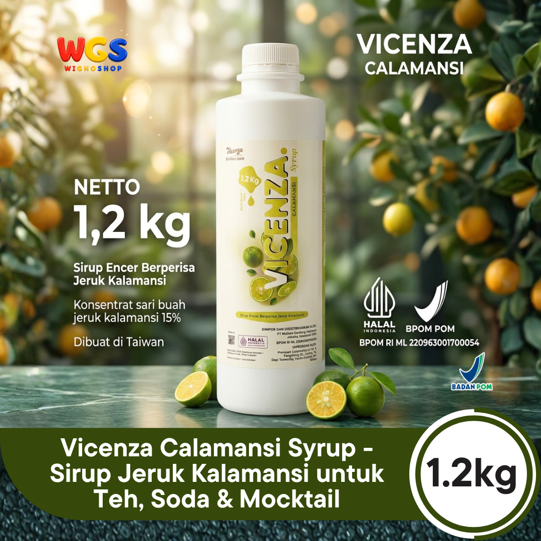 Vicenza Calamansi Syrup 1.2kg - Sirup Jeruk Kalamansi untuk Teh, Soda & Mocktail