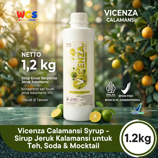 Vicenza Calamansi Syrup 1.2kg - Sirup Jeruk Kalamansi untuk Teh, Soda & Mocktail