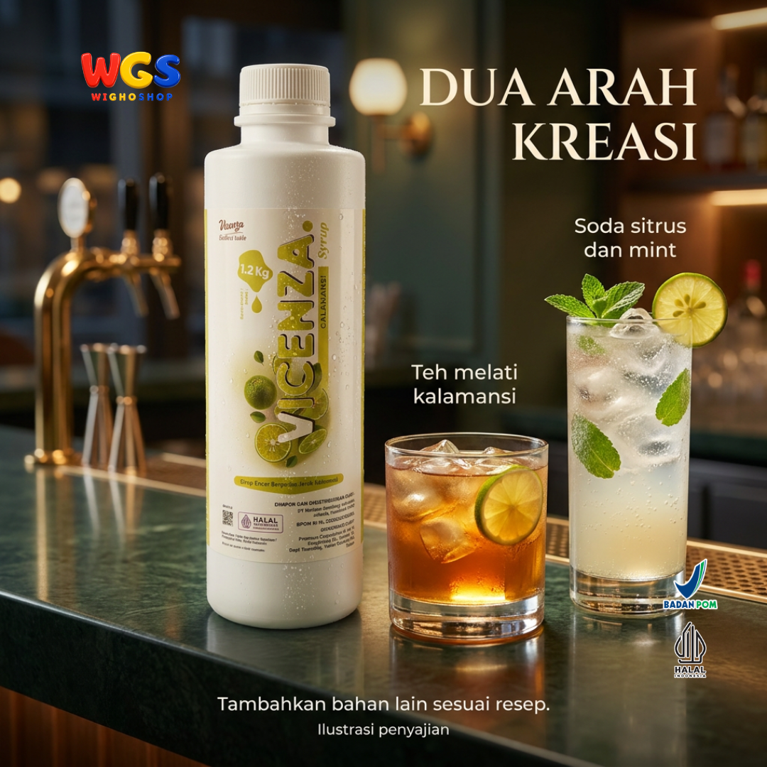 Vicenza Calamansi Syrup 1.2kg - Sirup Jeruk Kalamansi untuk Teh, Soda & Mocktail