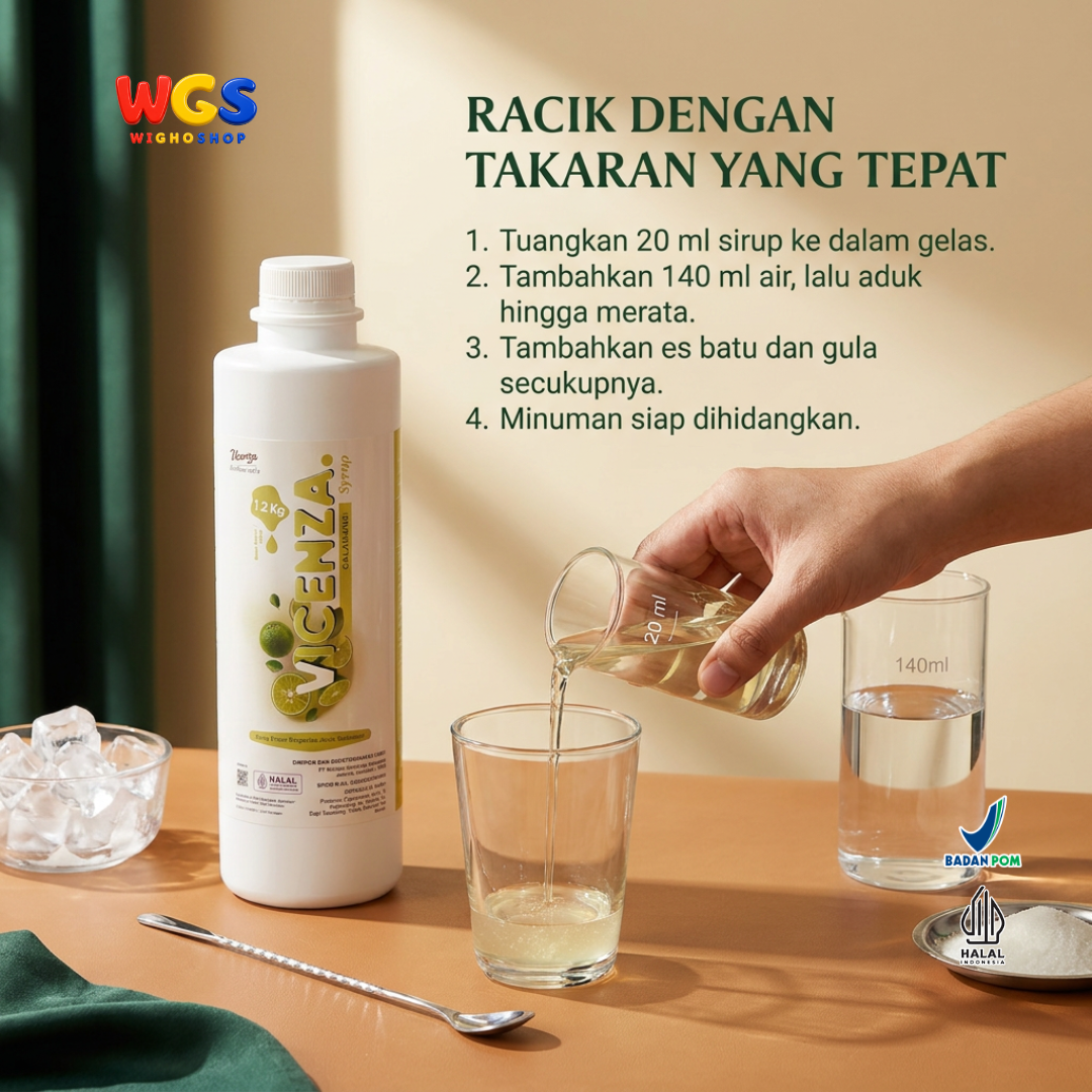Vicenza Calamansi Syrup 1.2kg - Sirup Jeruk Kalamansi untuk Teh, Soda & Mocktail