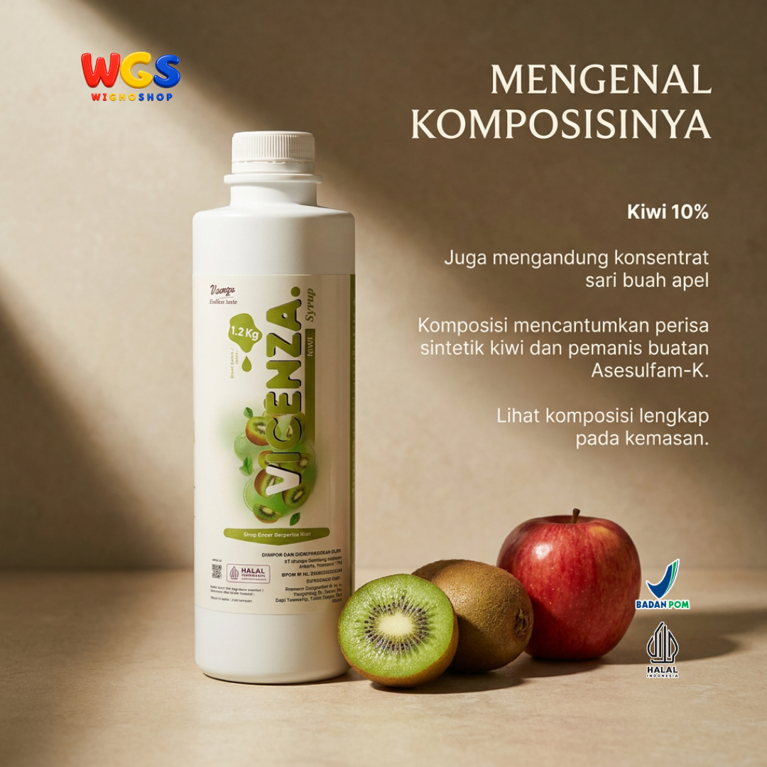 Vicenza Kiwi Syrup 1.2kg - Sirup Kiwi untuk Kiwi Tea, Mocktail, Soda & Smoothie