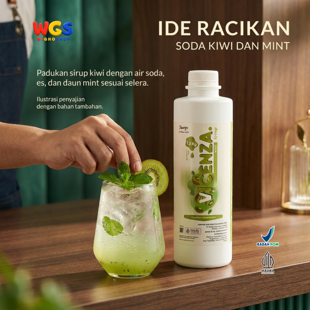 Vicenza Kiwi Syrup 1.2kg - Sirup Kiwi untuk Kiwi Tea, Mocktail, Soda & Smoothie