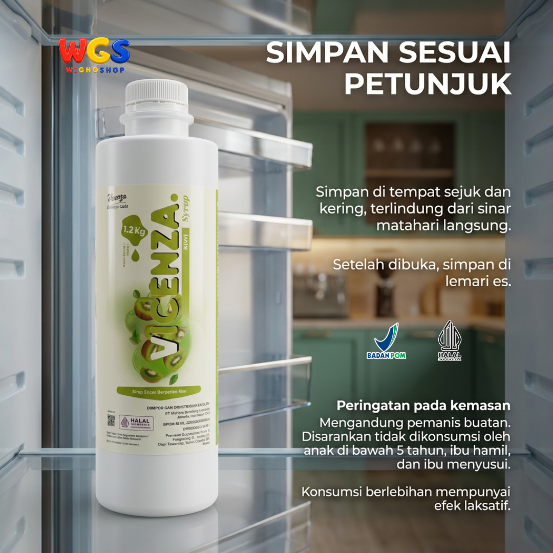 Vicenza Kiwi Syrup 1.2kg - Sirup Kiwi untuk Kiwi Tea, Mocktail, Soda & Smoothie
