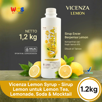 Vicenza Lemon Syrup 1.2kg - Sirup Lemon untuk Lemon Tea, Lemonade, Soda & Mocktail