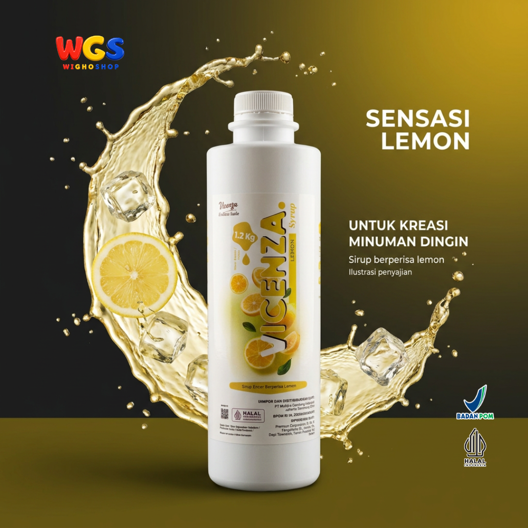Vicenza Lemon Syrup 1.2kg - Sirup Lemon untuk Lemon Tea, Lemonade, Soda & Mocktail